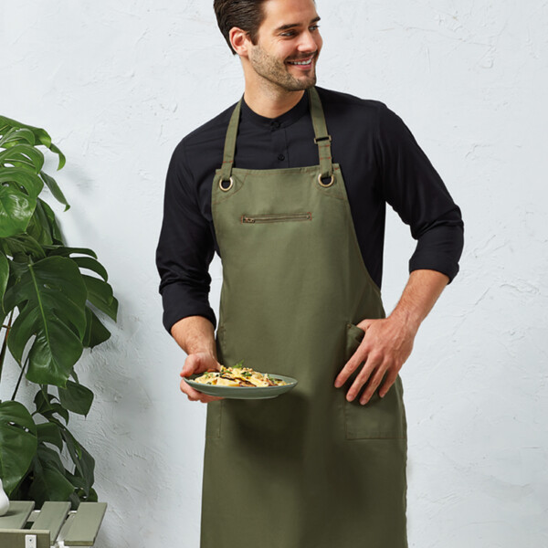 Premier Barley Contrast Stitch Bib Apron Thumbnail